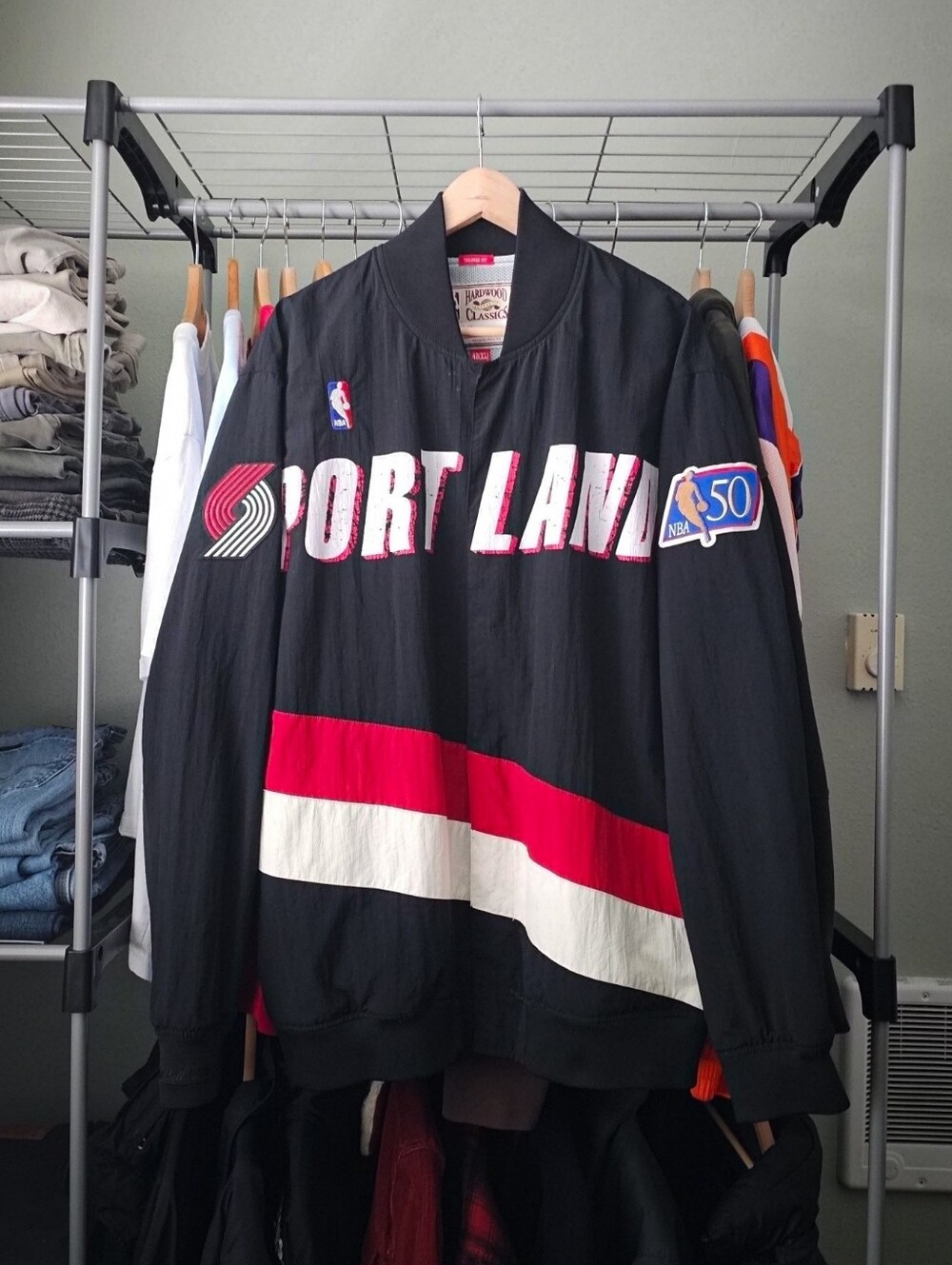 Mitchell and Ness Hardwood Classics Portland Trail Blazers Warm Up Jersey Size X